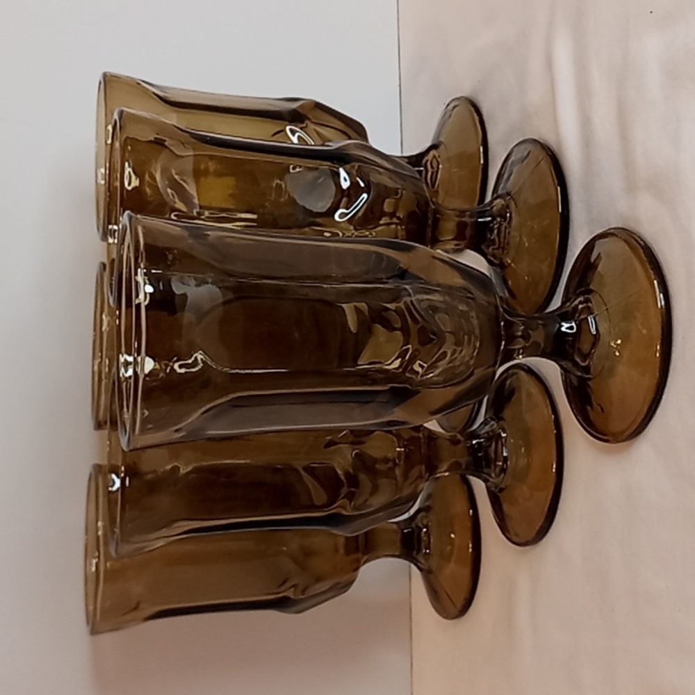 Vintage Fostoria Smokey Grey Footed Sundae Cups Set Of 6
